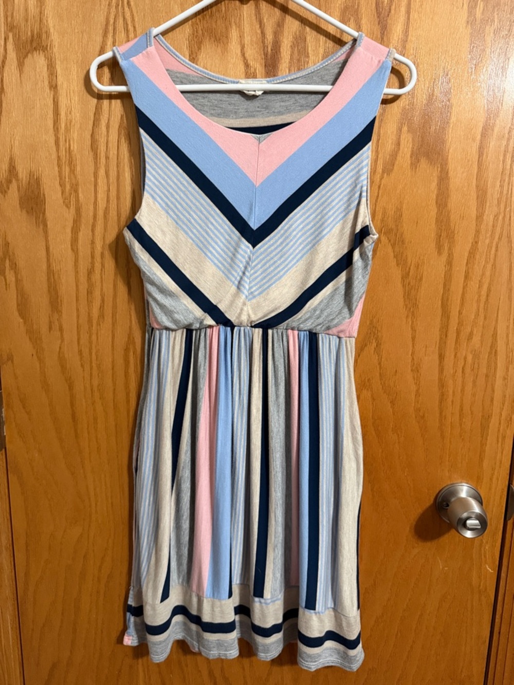 Lovely Melody Striped Dress in Blue, Pink & Navy